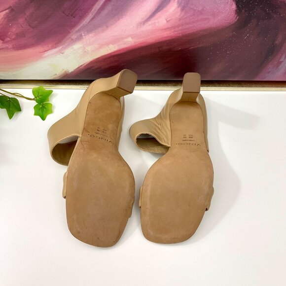 New Vince Quinn Block Heel Slide Sandals in Cappuccino Size 9 - Picture 10 of 16